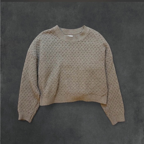 Hollister Sweaters - Hollister Neutral Taupe Textured Crewneck Sweater